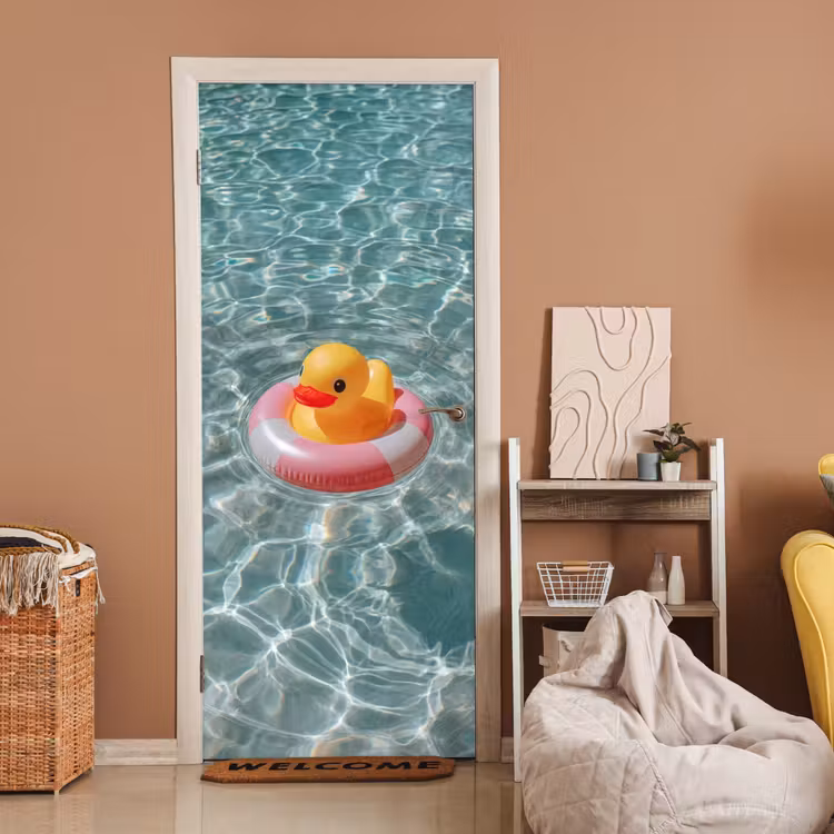 Deursticker - Badeend - Zwemband - Geel — 2