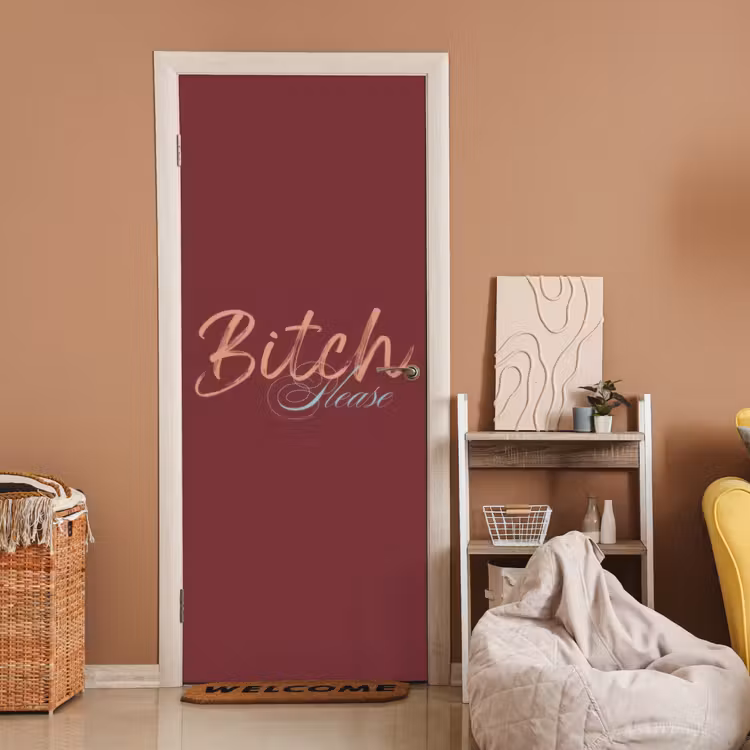 Deursticker - Bitch please - Rood - Blauw — 2