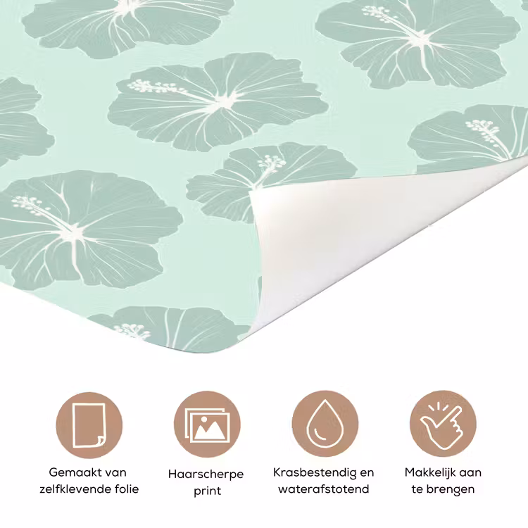 Deursticker - Bloemen - Hibiscus - Mint — 3