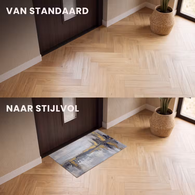 Deurmat - Abstract - Structuur - Goud - Grijs - Modern — 3