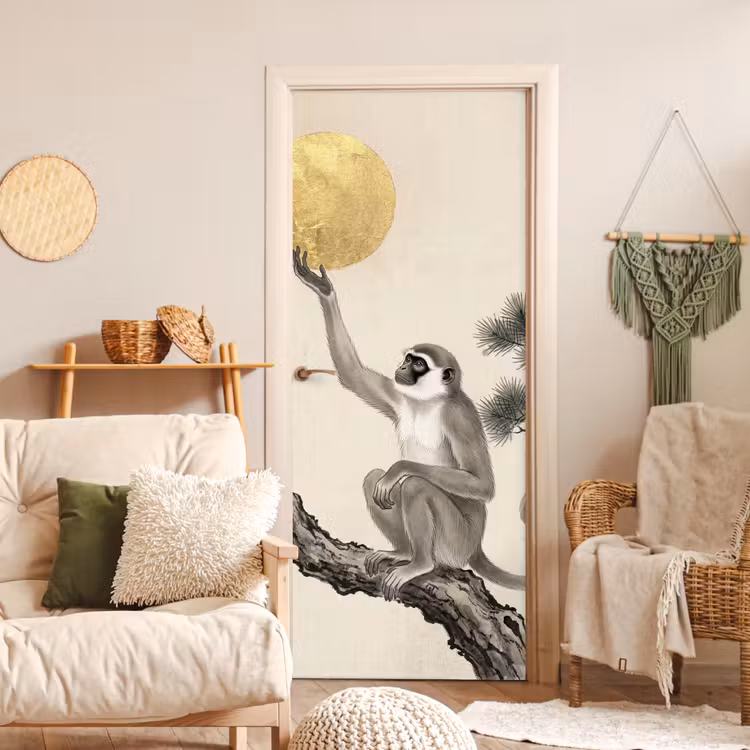 Deursticker - Aap - Maan - Goud — 4