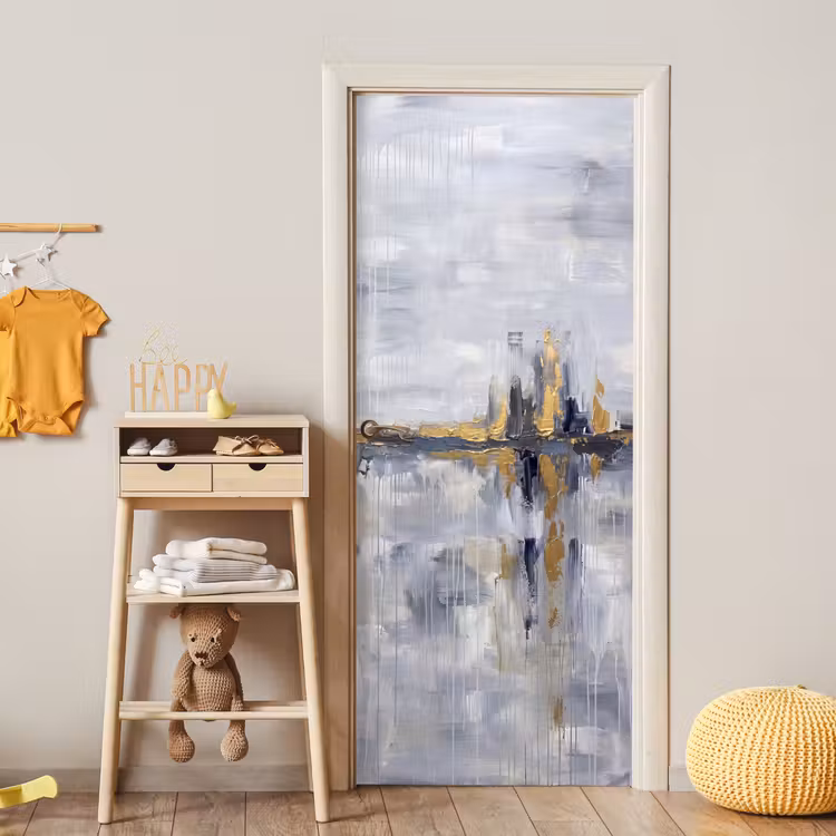 Deursticker - Abstract - Structuur - Goud - Grijs - Modern — 6