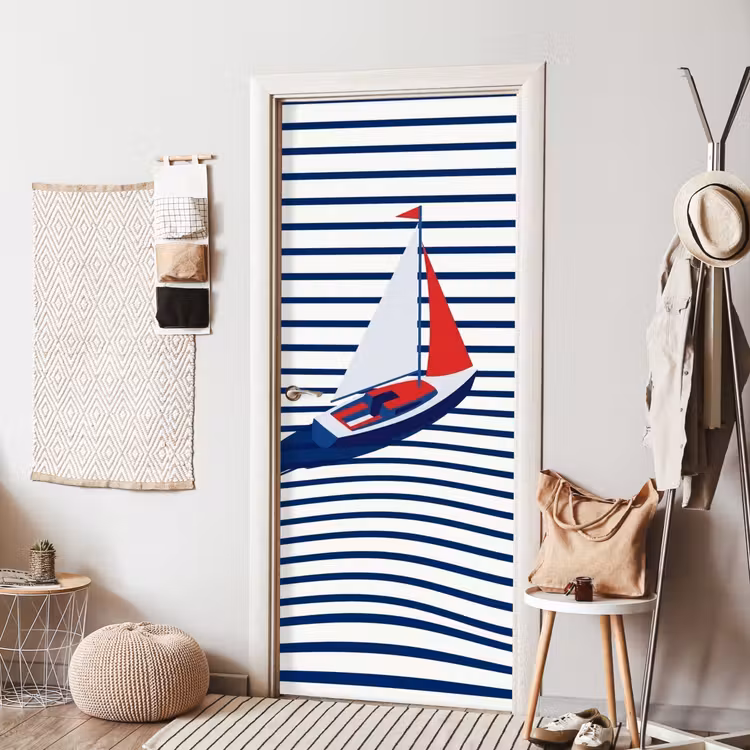 Deursticker - Boot - Water - Abstract - Blauw — 8