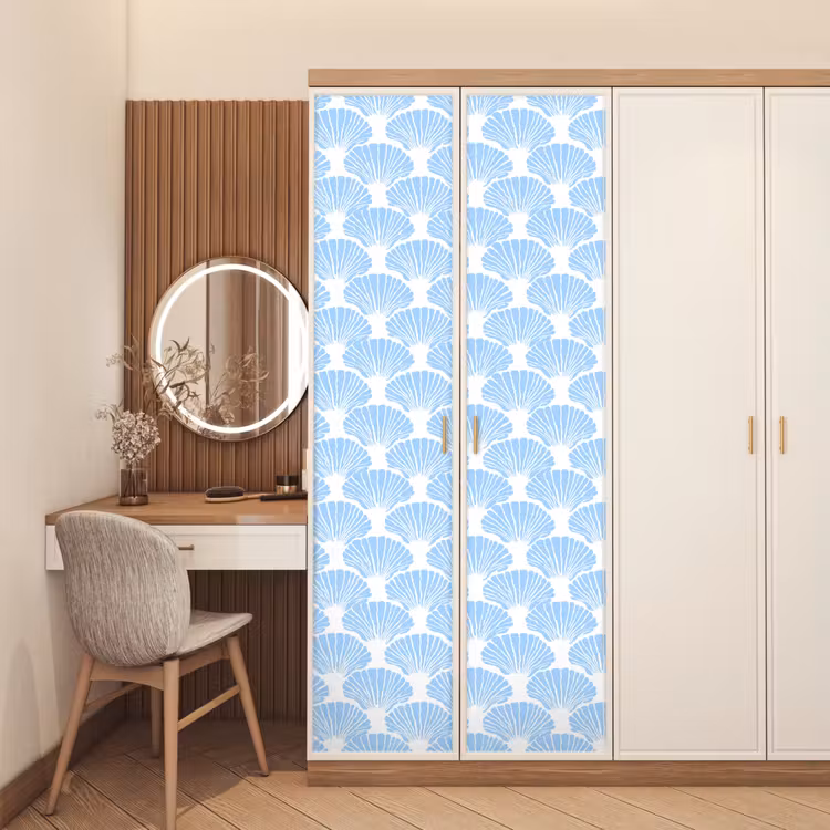 Deursticker - Blauw - Wit - Schelpen - Grafisch - Structuur — 5