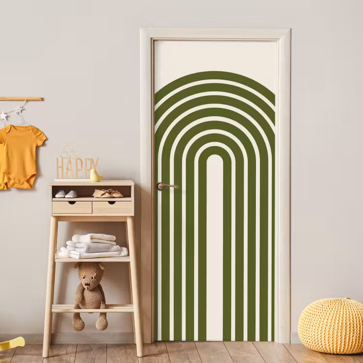 Deursticker - Abstract - Bogen - Modern - Groen - Kunst — 6
