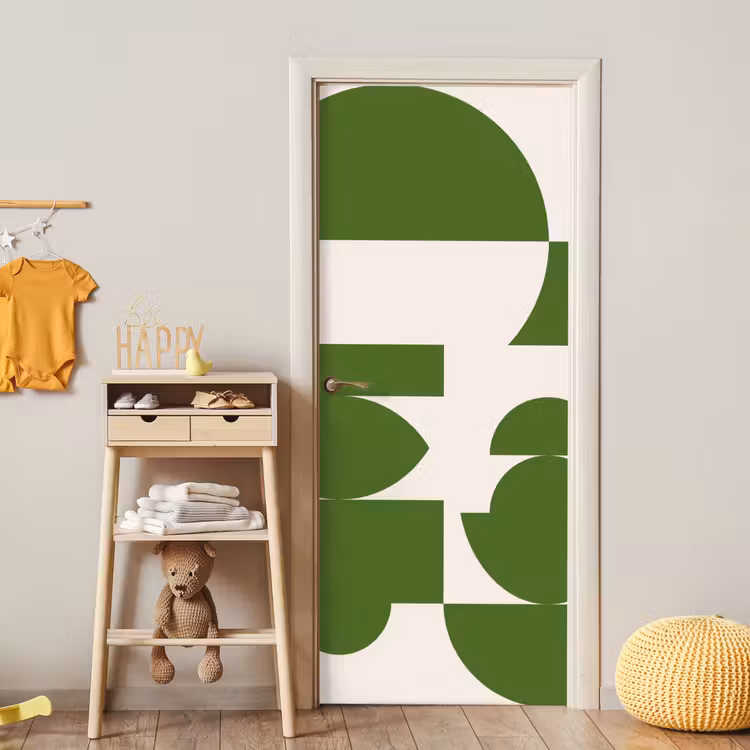 Deursticker - Abstract - Geometrie - Modern - Groen - Wit — 6