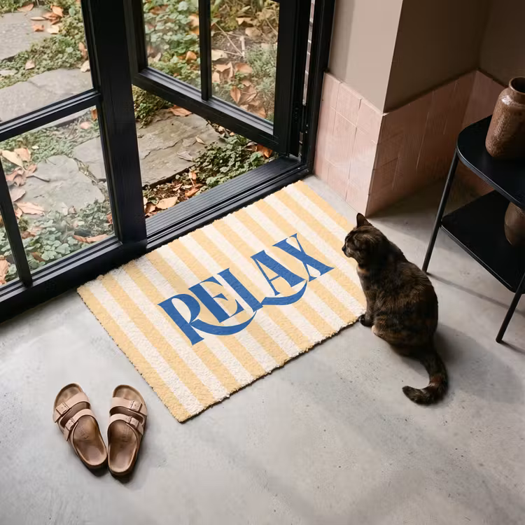 Deurmat - Blauw - Geel - Strepen - Relax — 2