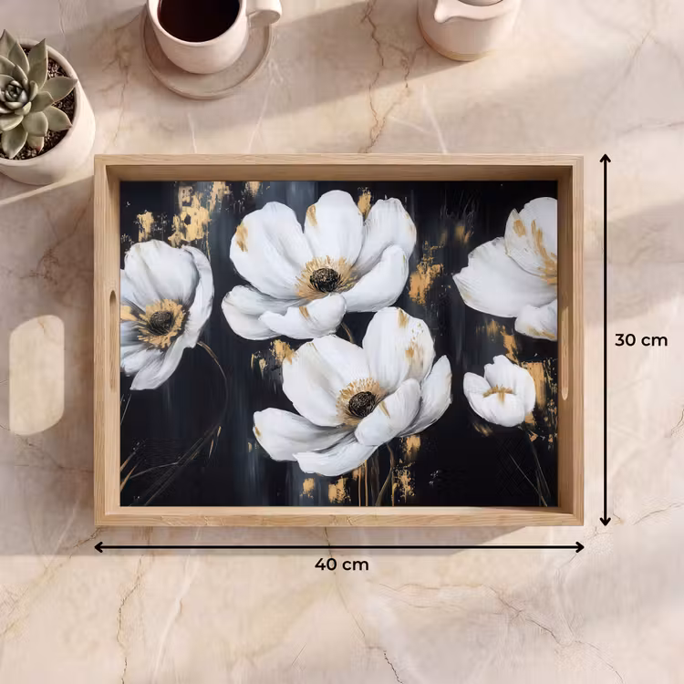 Dienblad - Bloemen - Wit - Abstract — 7