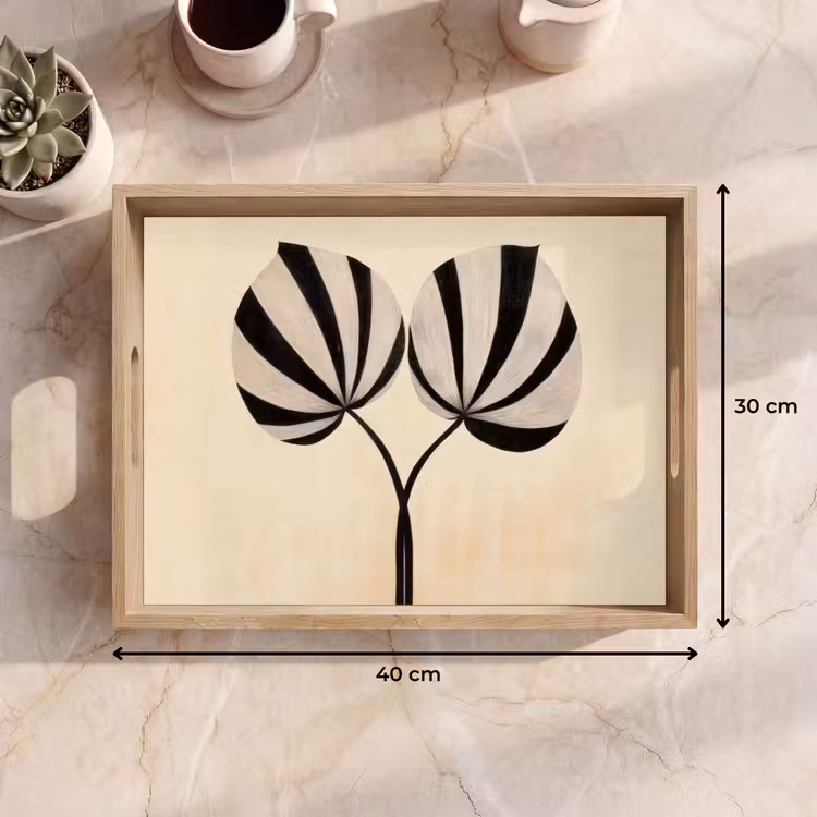 Dienblad - Bladeren - Gestreept - Stengel - Beige — 7