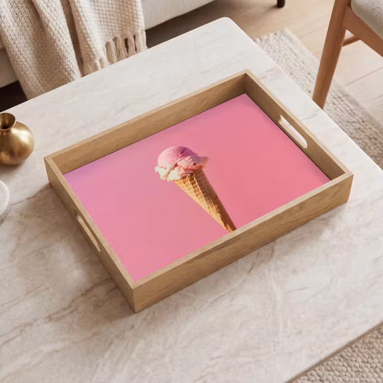Dienblad - Hoorntje - Schepijs - Roze — 2