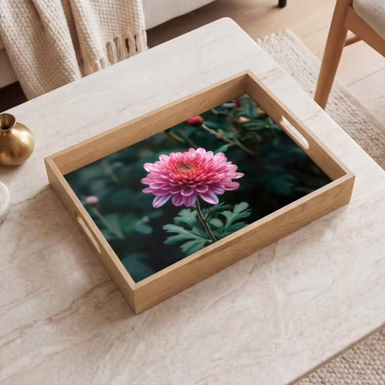 Dienblad - Blad - Chrysant - Roze - Schaduw — 2