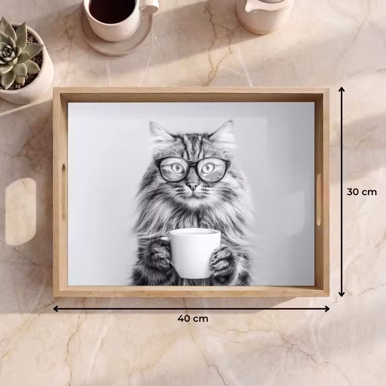 Dienblad - Kat - Bril - Mok - Pluizig — 7