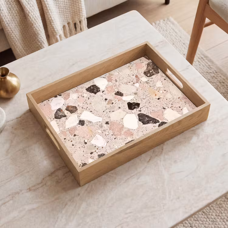Dienblad - Licht - Roze - Terrazzo - Stenen — 2