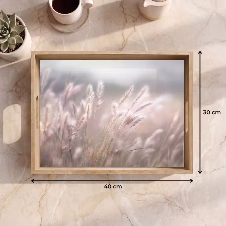 Dienblad - Graspluimen - Wind - Beige - Mistig — 7