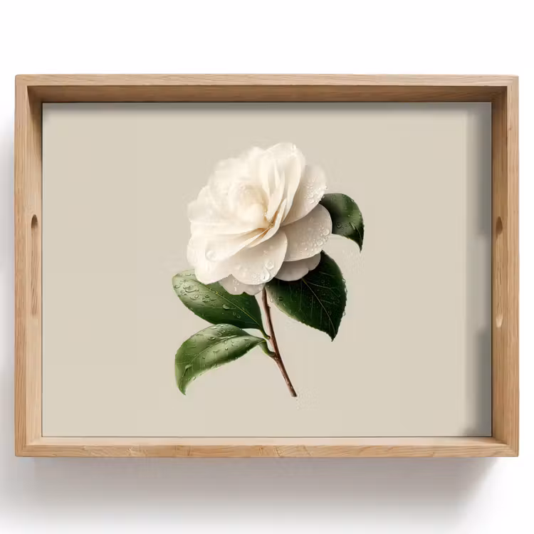 Dienblad - Cameliabloem - Wit - Groen — 1