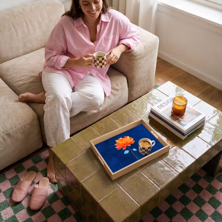 Dienblad - Bloem - Oranje - Bladeren — 4