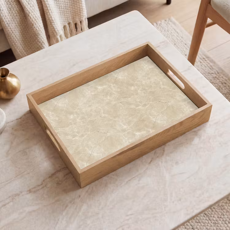 Dienblad - Lichtbeige - Marmer - Diffusie adering — 2