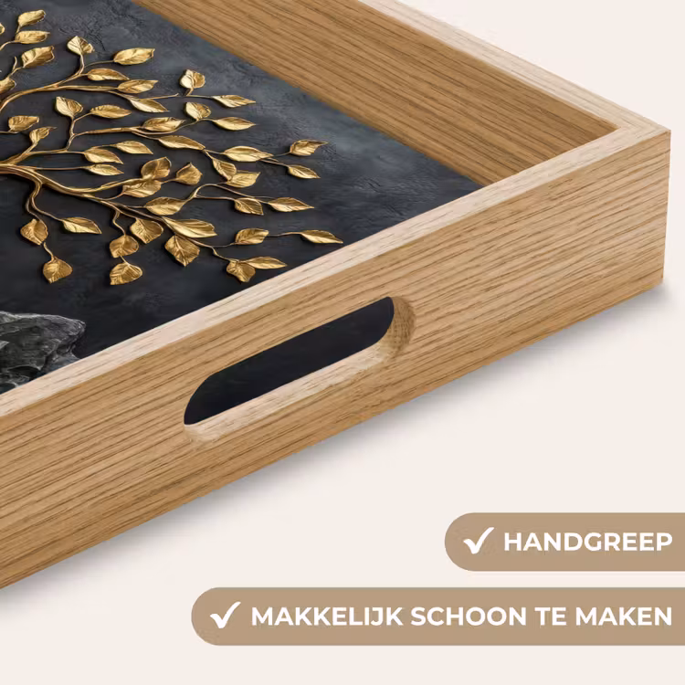 Dienblad - Bladeren - Goud - Boom - Rots — 8