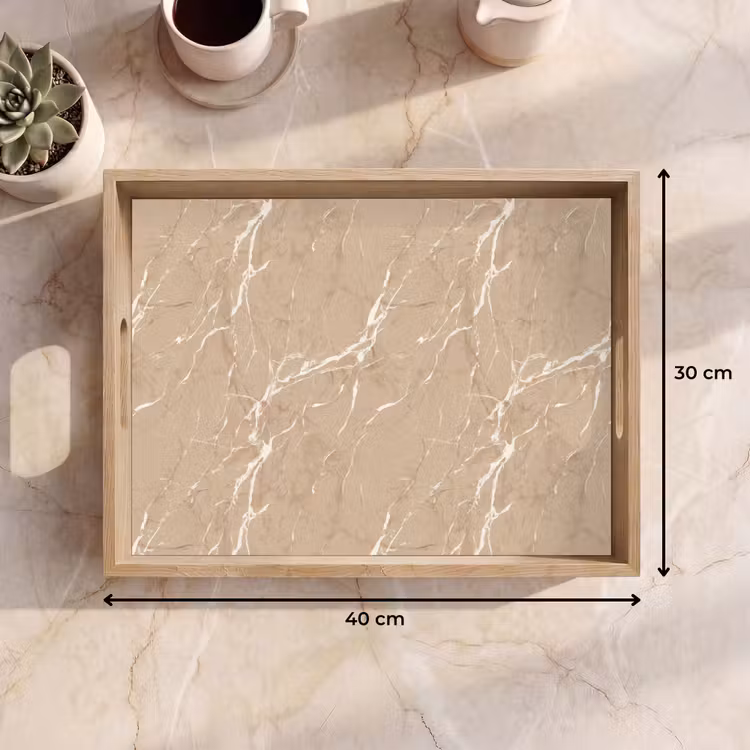 Dienblad - Beige - Marmer - Organisch - Wit — 7