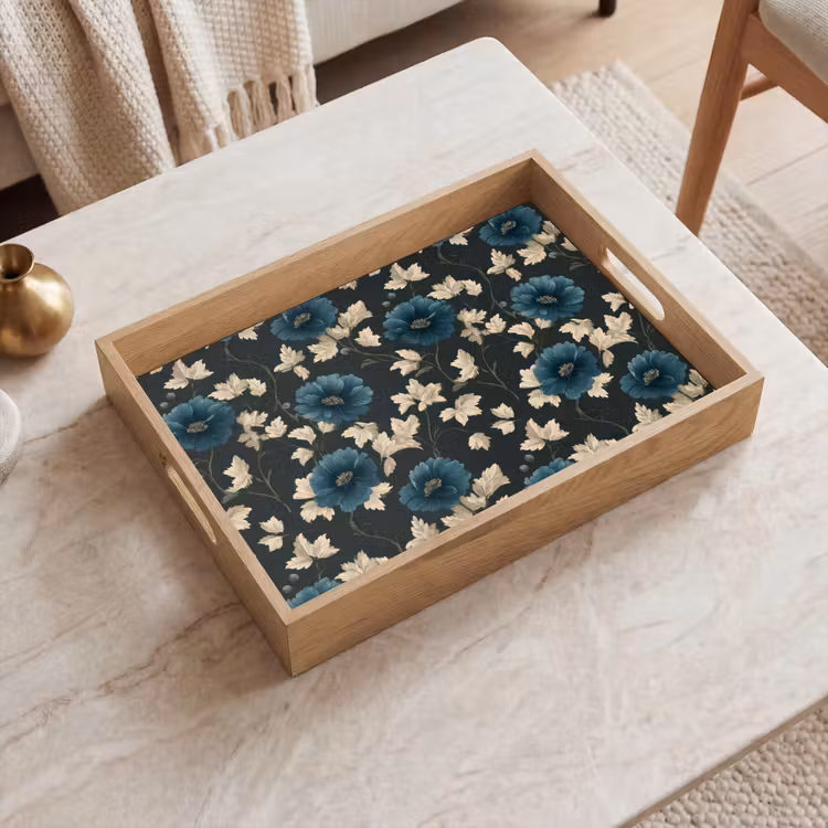 Dienblad - Botanisch - Bloemen - Blauw — 2
