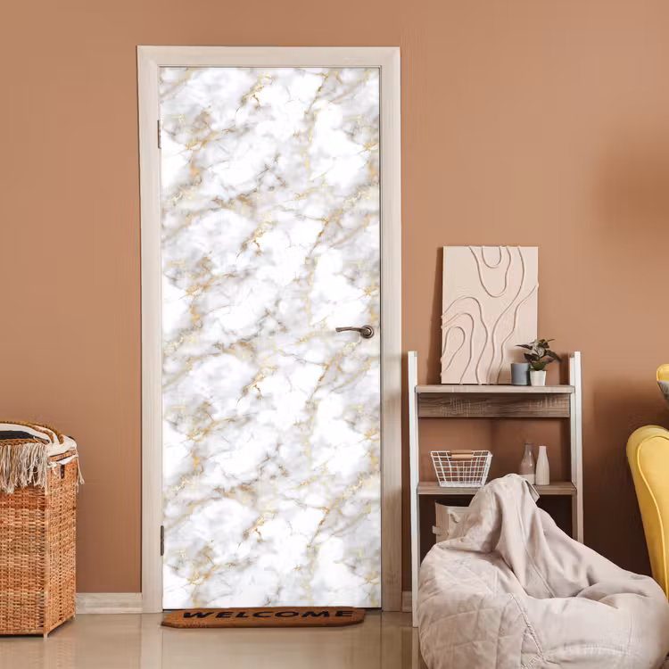 Deursticker - Gouden aders - Marmer - Wit — 2