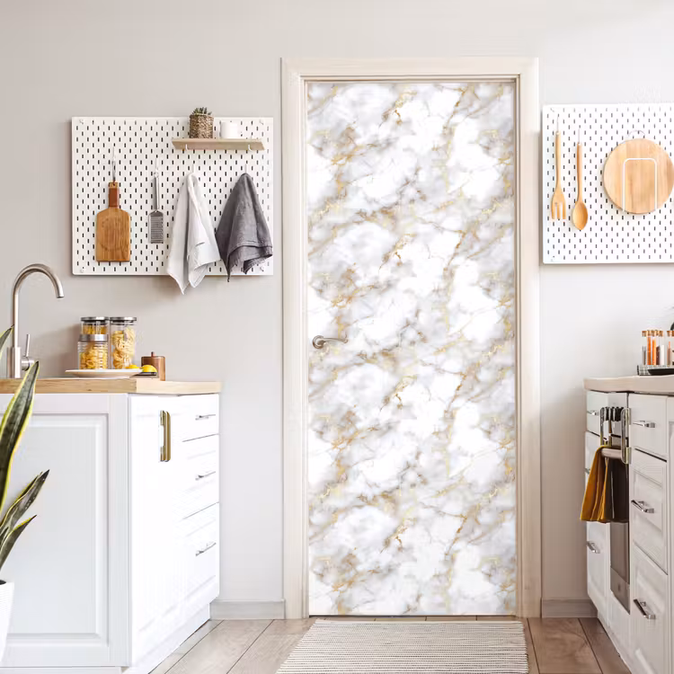 Deursticker - Gouden aders - Marmer - Wit — 7