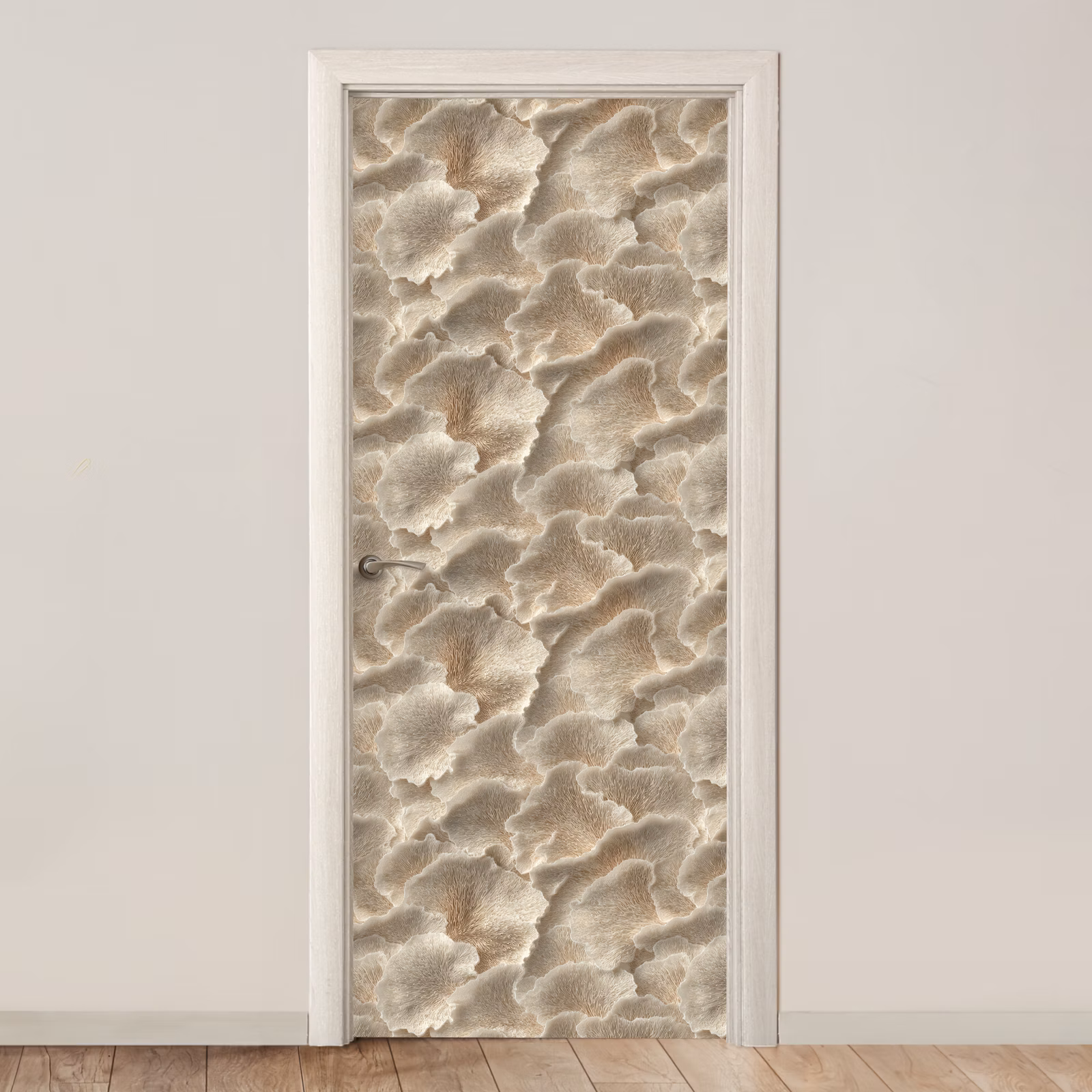 Deursticker - Waaierstructuren - Beige - Vezeltextuur — 1