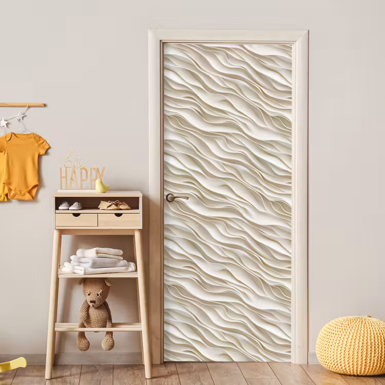 Deursticker - Golven - Wit - Minimalistisch — 6