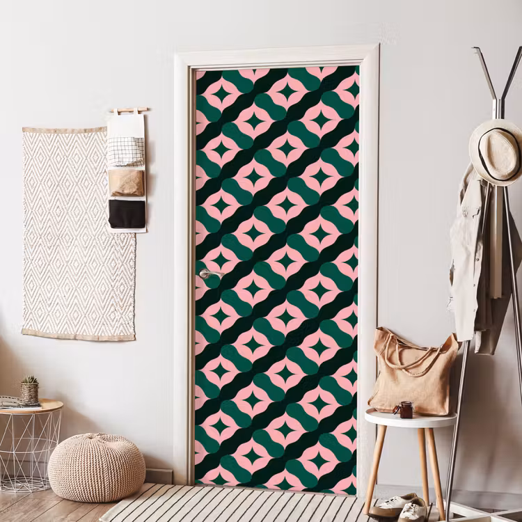 Deursticker - Groen - Roze - Retro - Sterren — 8