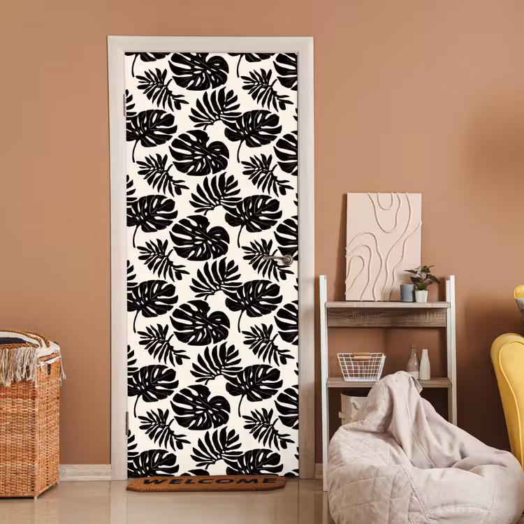 Deursticker - Modern - Monstera - Zwart — 2