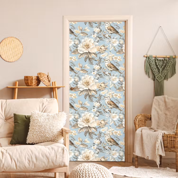Deursticker - Botanisch - Zangvogel - Blauw — 4
