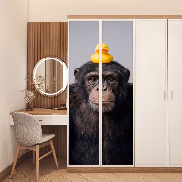 Deursticker - Chimpansee - Badeend - Grijs — 5