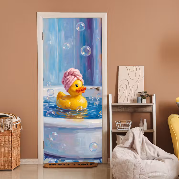 Deursticker - Creatief - Badeend - Kleurrijk — 2