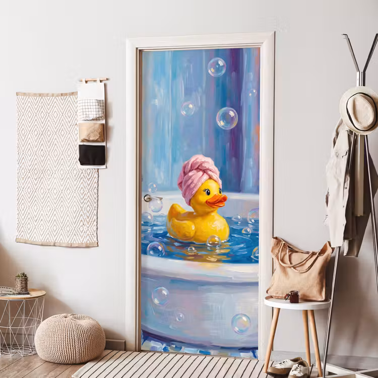 Deursticker - Creatief - Badeend - Kleurrijk — 8