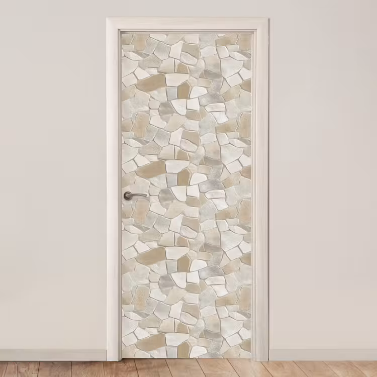 Deursticker - Mozaïek - Stenen - Beige — 1
