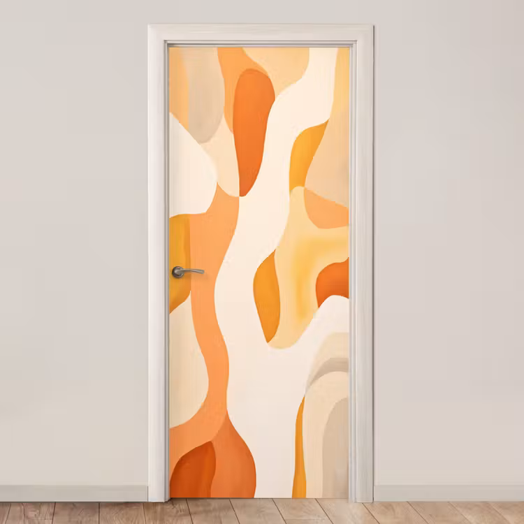 Deursticker - Oranje - Abstract - Kunst — 1