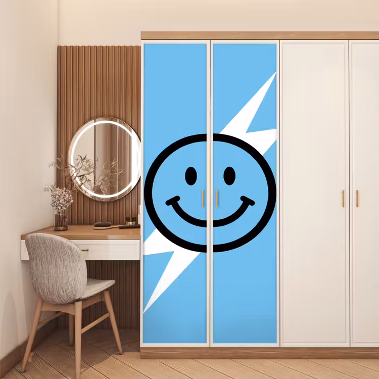 Deursticker - Smiley - Blauw - Bliksem — 5