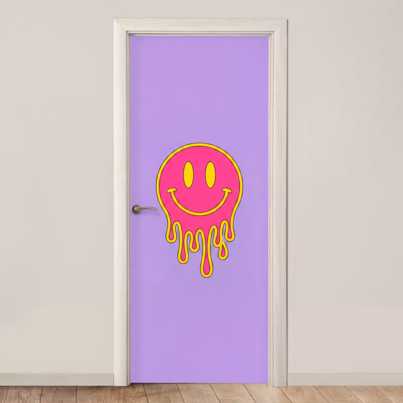 Deursticker - Smiley - Drip - Neon — 1