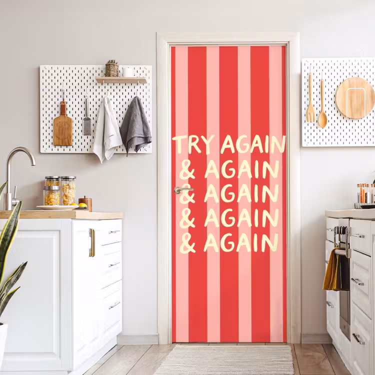 Deursticker - Strepen - Rood - Try again — 7
