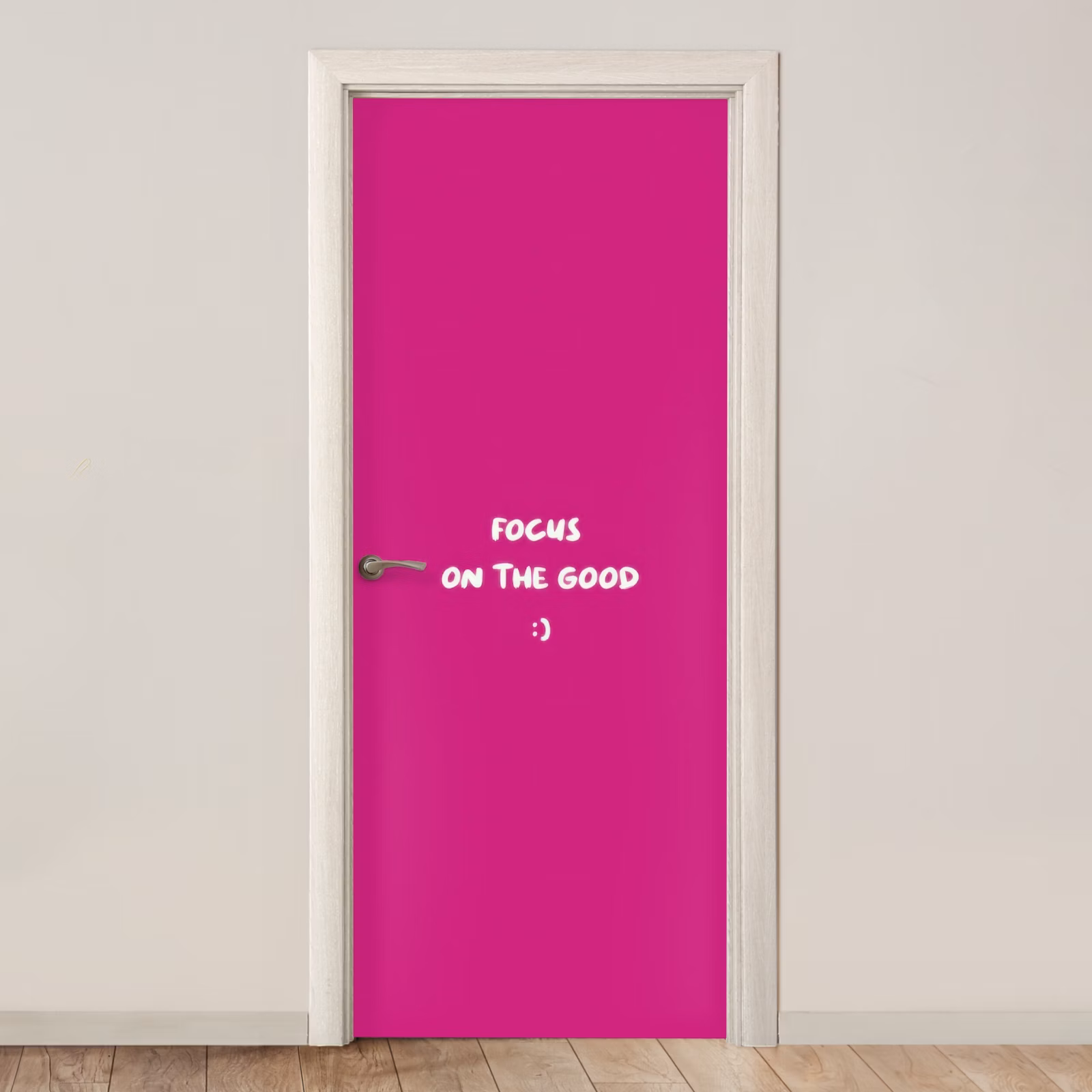 Deursticker - Focus - Smiley - Roze — 1