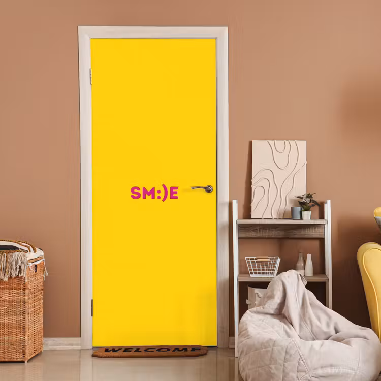 Deursticker - Smile - Roze - Geel — 2