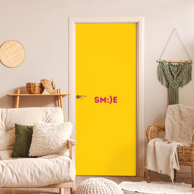 Deursticker - Smile - Roze - Geel — 4