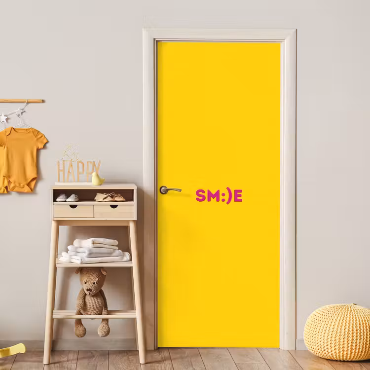 Deursticker - Smile - Roze - Geel — 6