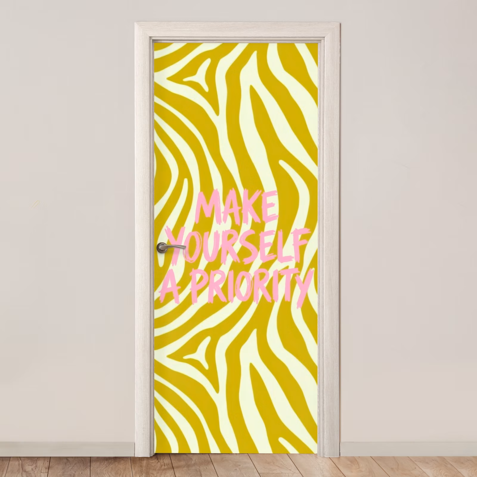 Deursticker - Zebraprint - Priority - Roze — 1