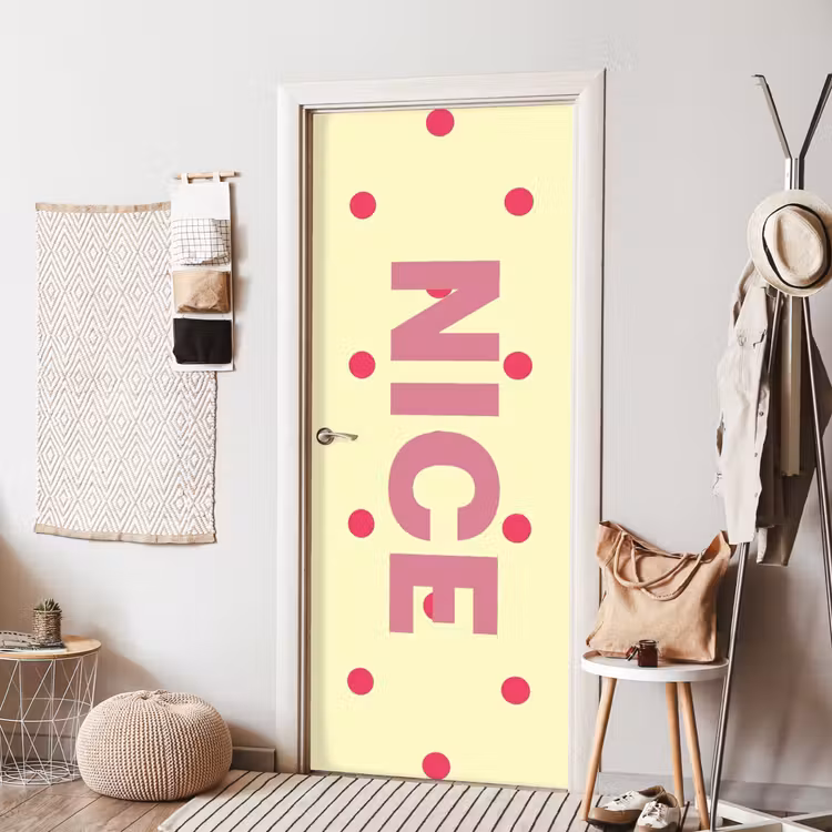 Deursticker - Nice - Stippen - Roze - Geel — 8