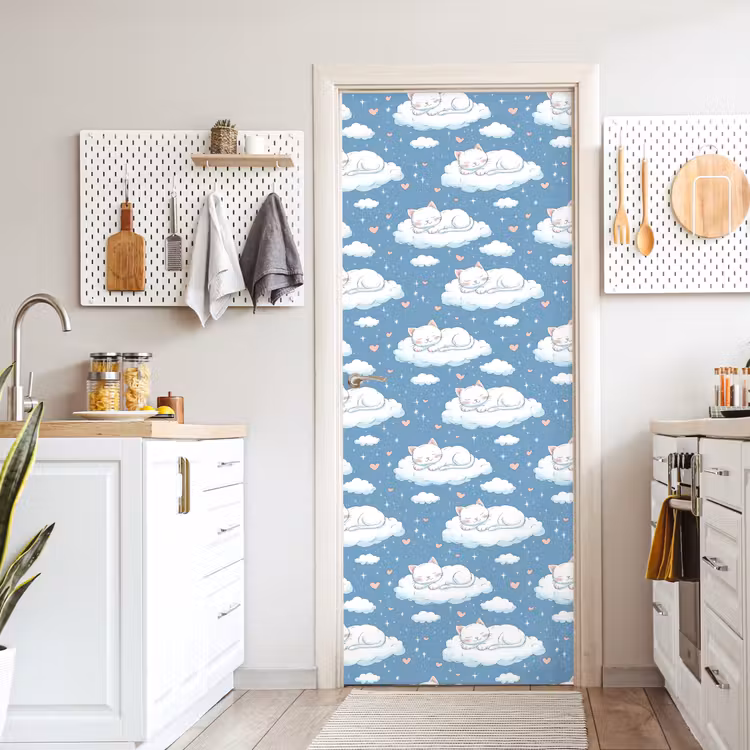 Deursticker - Kitten - Wolken - Blauw — 7