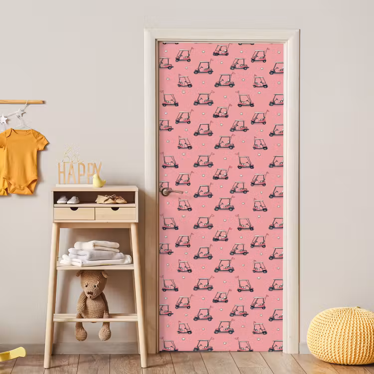 Deursticker - Golfkar - Retro - Roze — 6