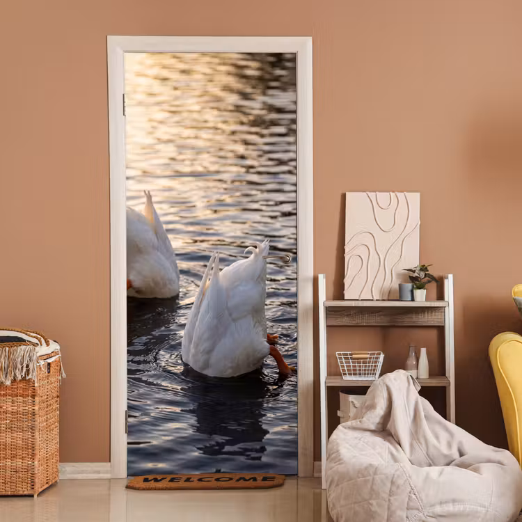 Deursticker - Eenden - Water - Natuur — 2