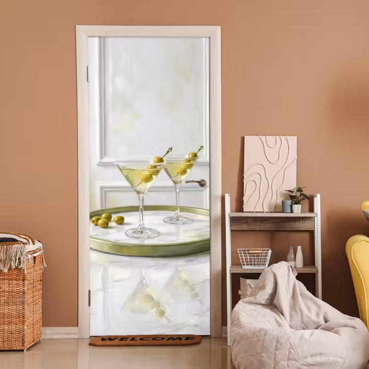 Deursticker - Drank - Martini - Olijven - Modern - Wit — 2