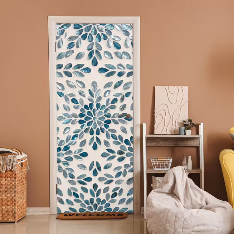 Deursticker - Patroon - Bladeren - Abstract - Modern - Turquoise — 2